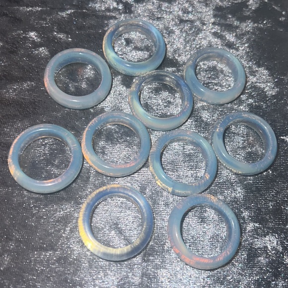 Opal ring bands opalite clear shiny milky healing crystal rock opalite ring band - Picture 16 of 17